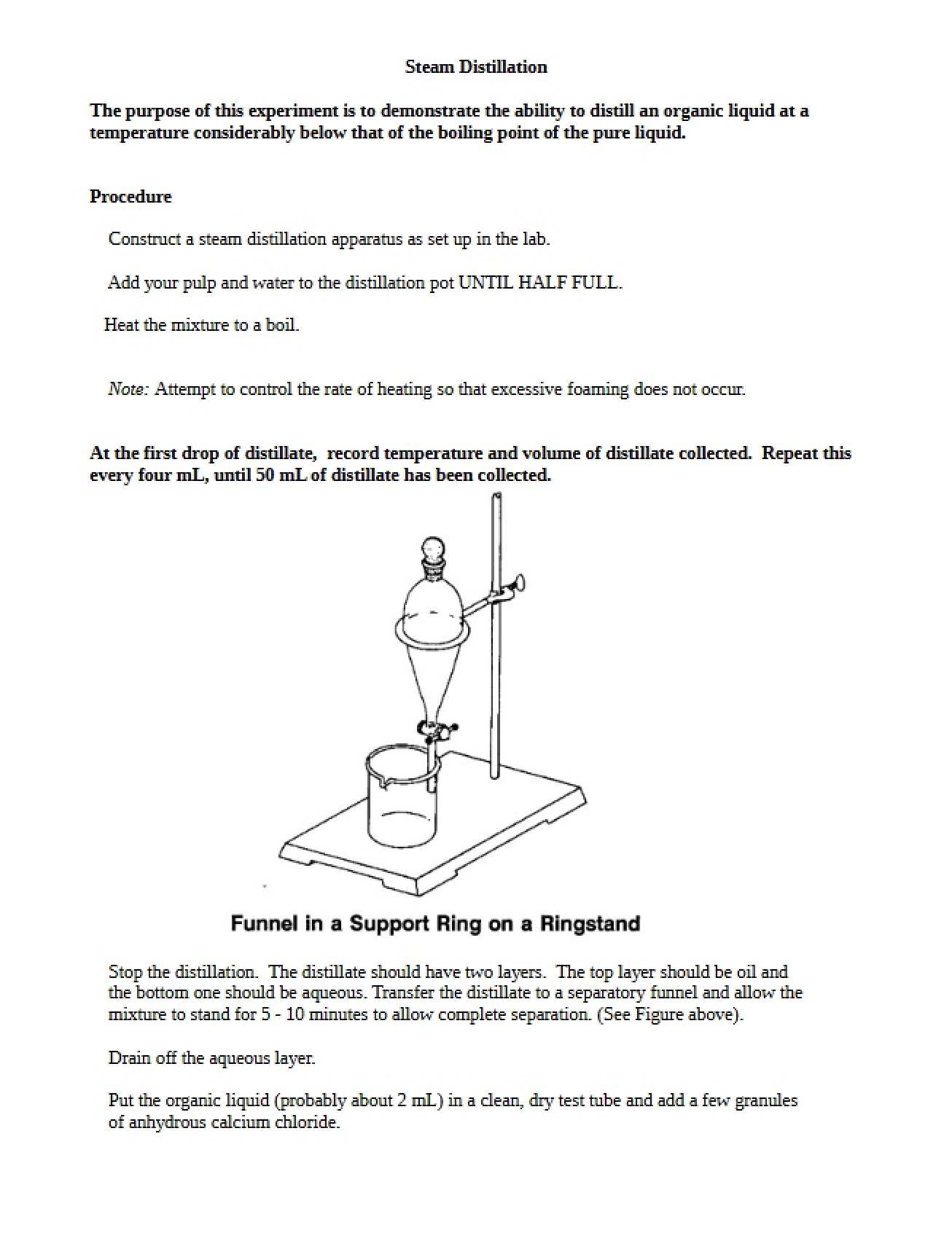 Experiment on Steam Distillation
