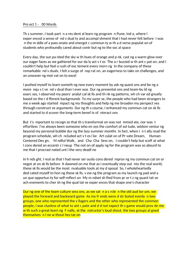 500 Word Project 1