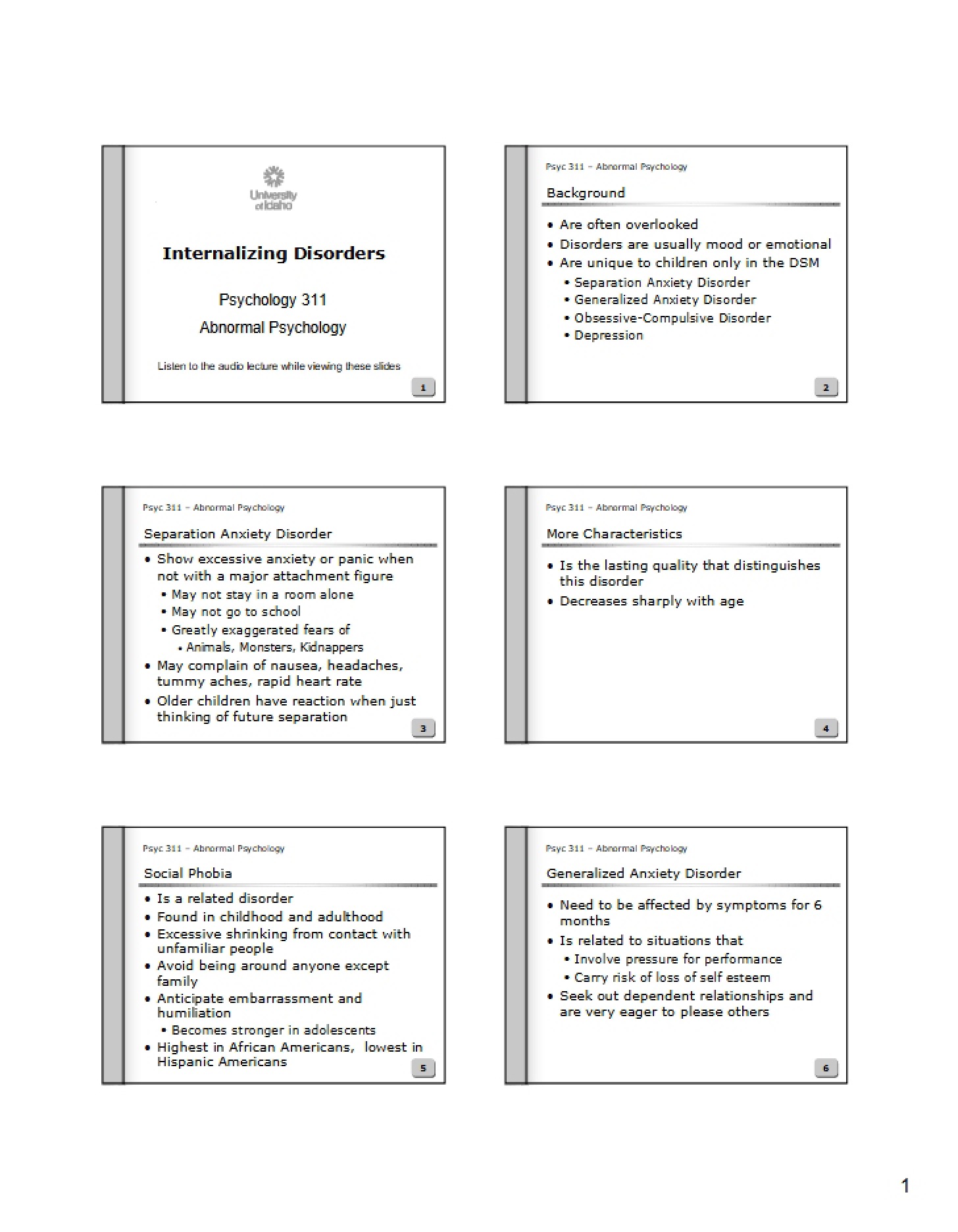 Disorders of Internalization