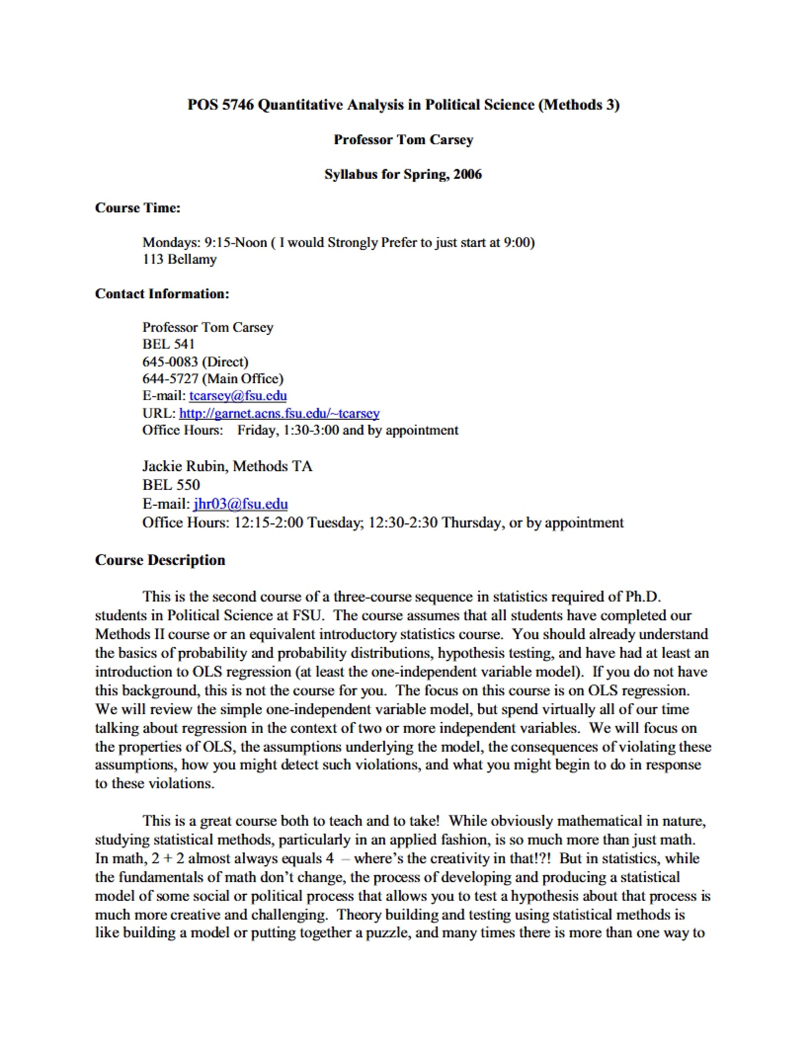 Quant Analysis Poli Sci Syllabus