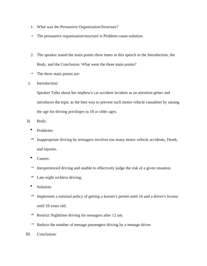 Sample Persuasive Structure