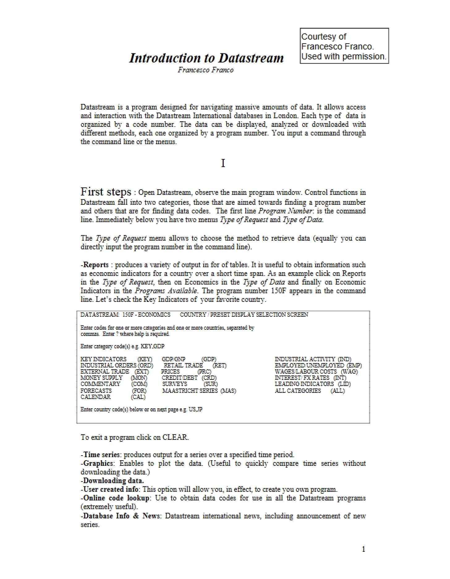 Datastream Basics