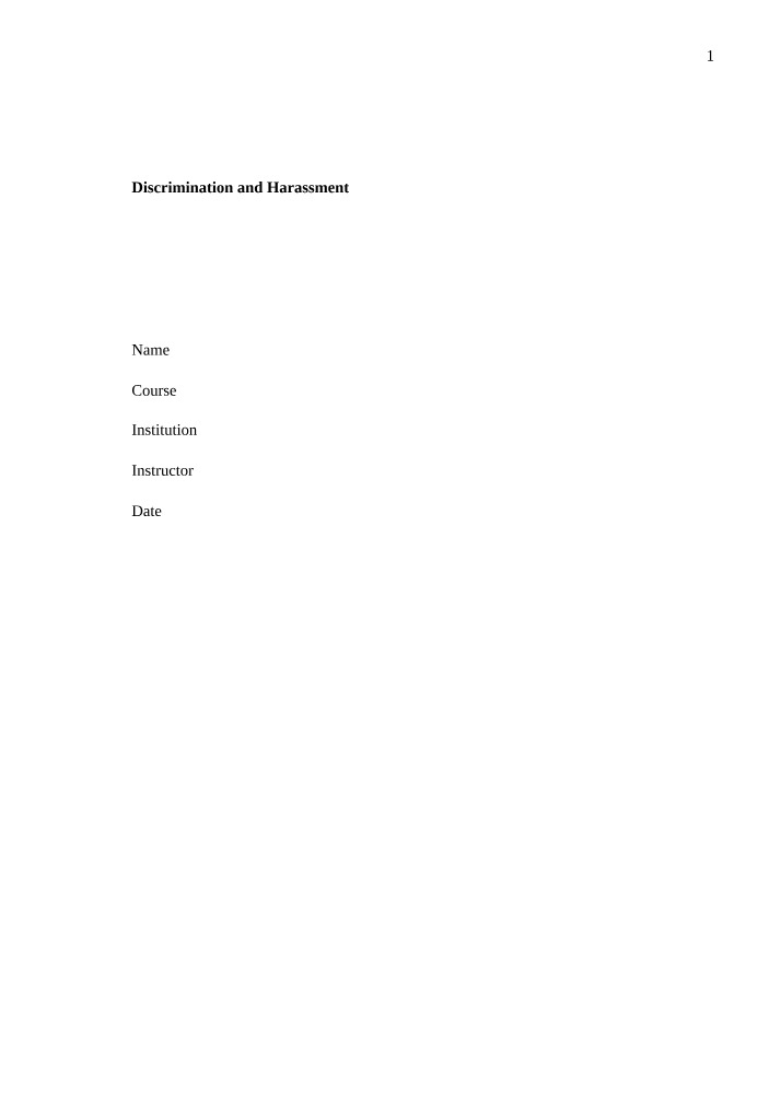 Workplace Discrimination and Harassment - Addressing Ethics
