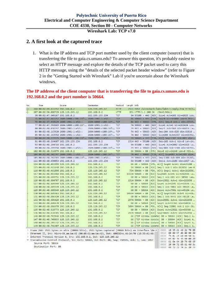 Wireshark Lab for TCP