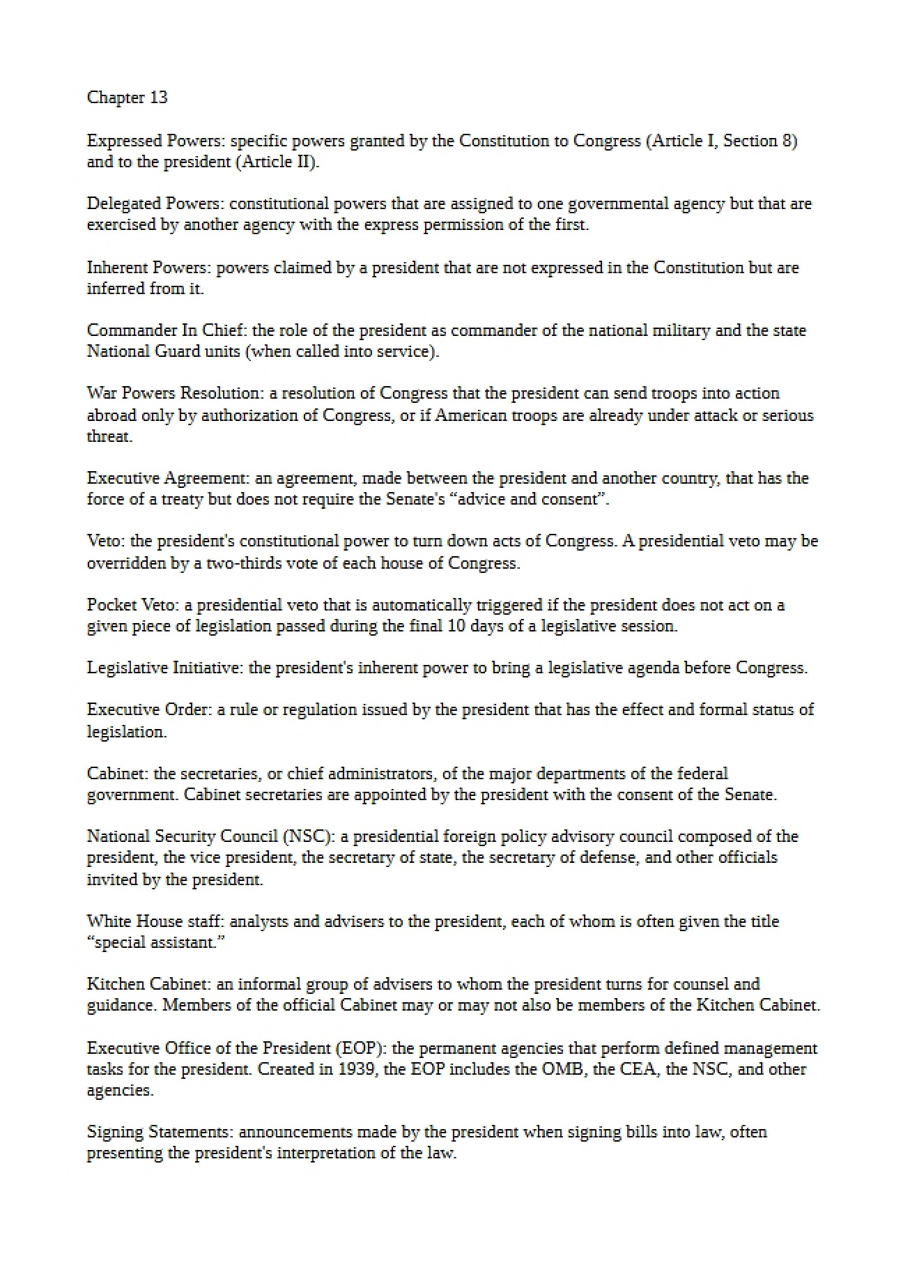 Chapter 13 American Government