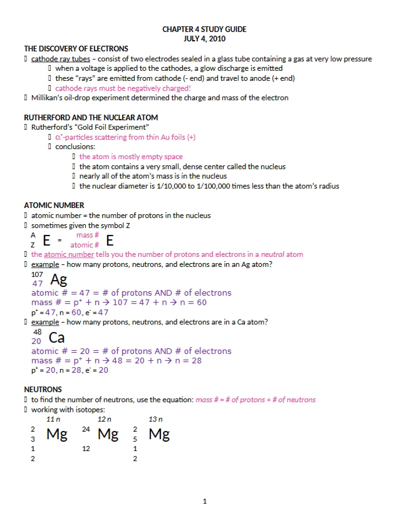 Study Guide for Chapter 4