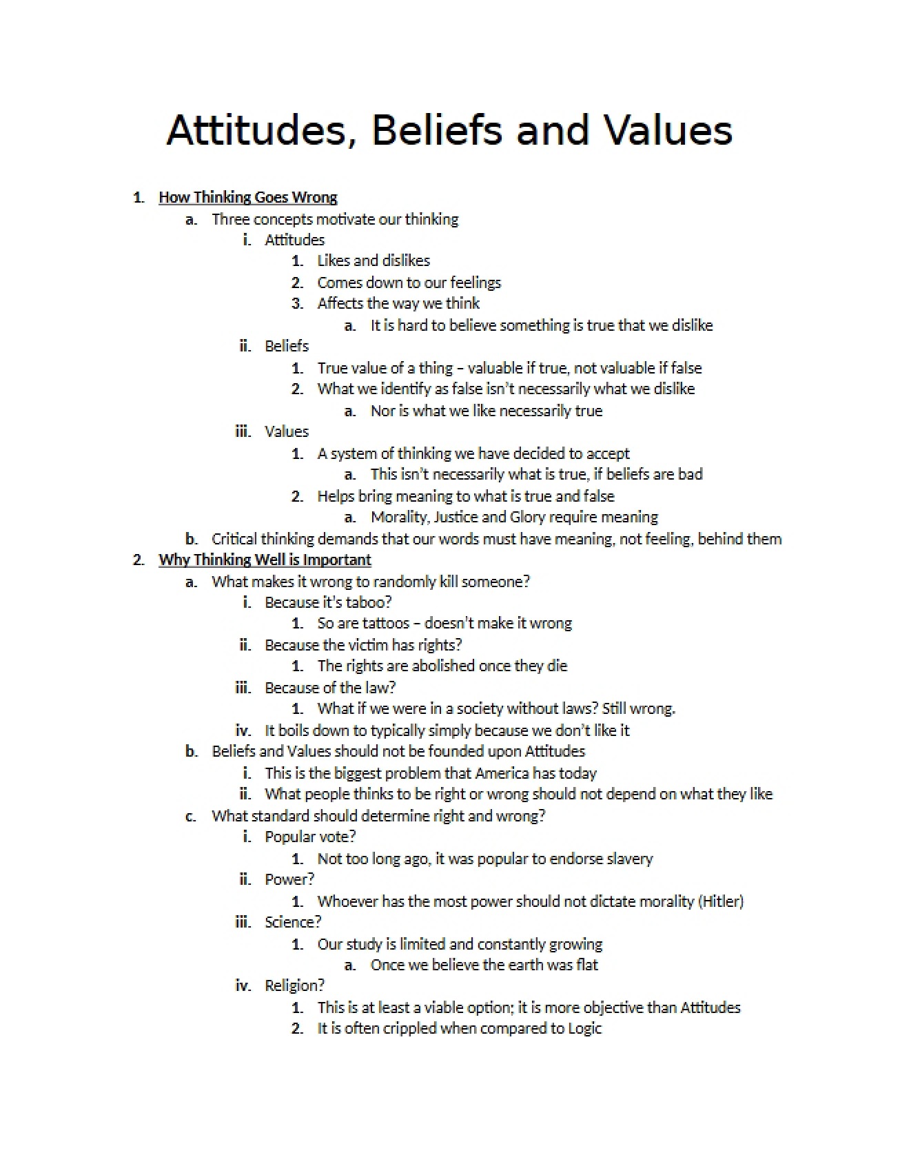 Introduction to Values, Beliefs, and Attitudes