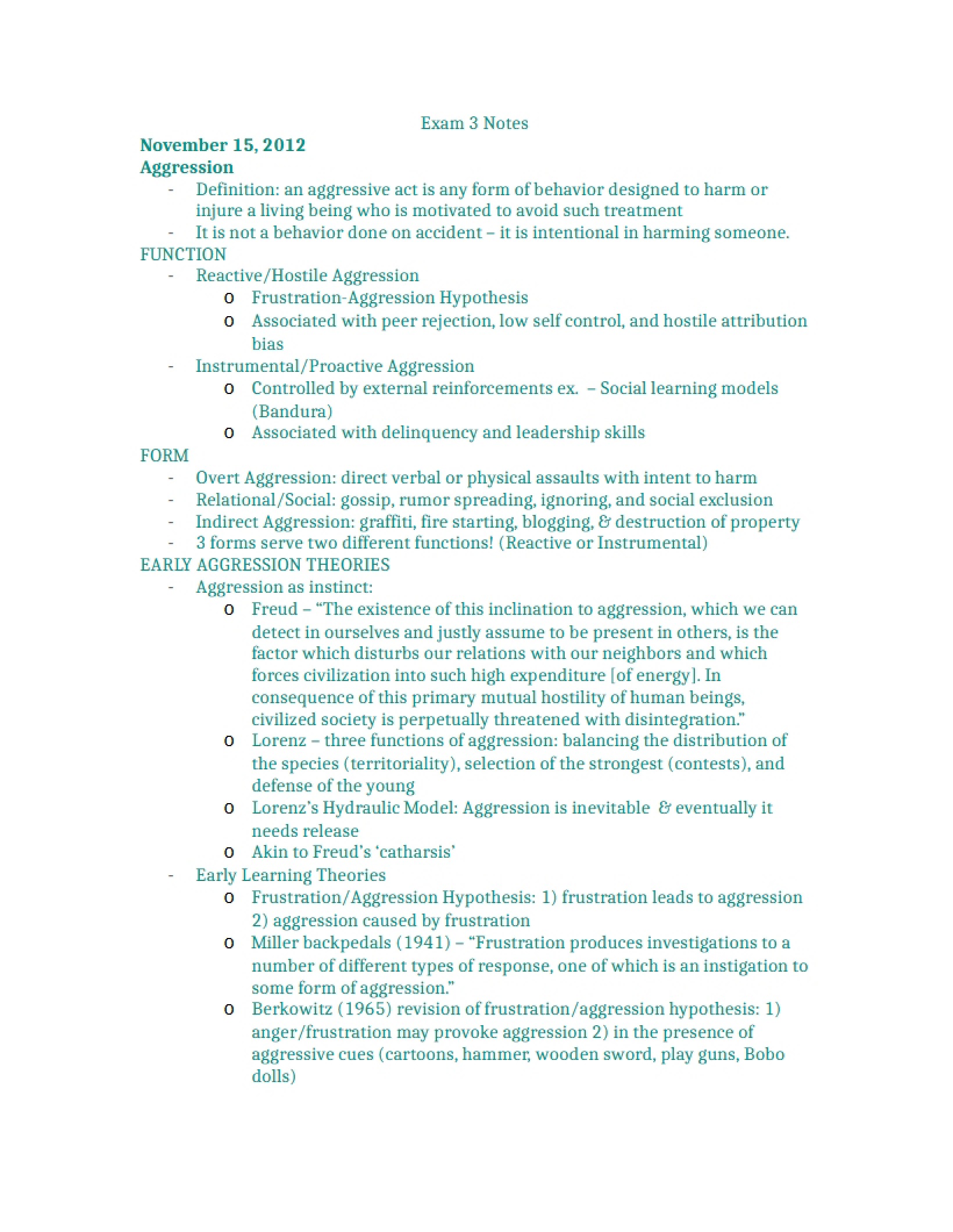 Notes for Exam Three