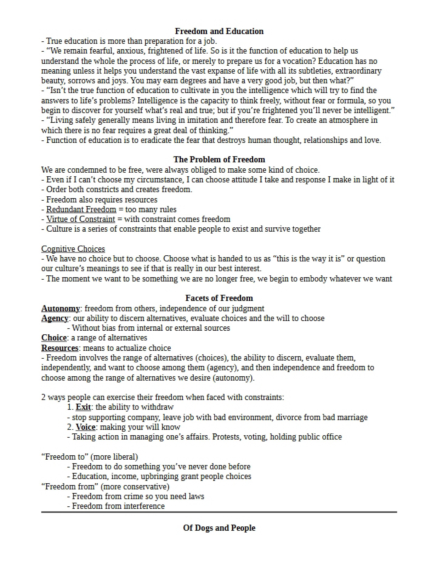 Guide for First Exam