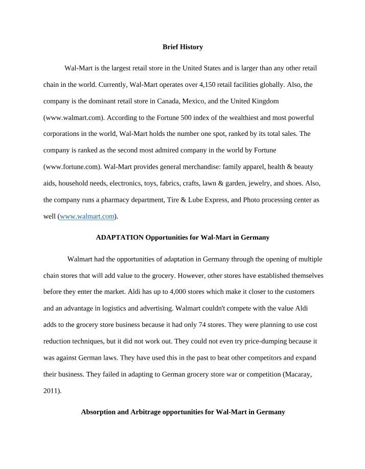 Case Study - Wal-Mart Germany