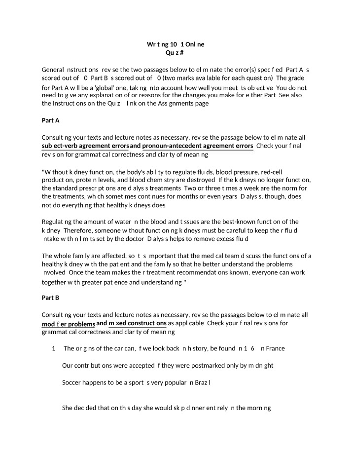 WRITING1031 Online - Quiz 3