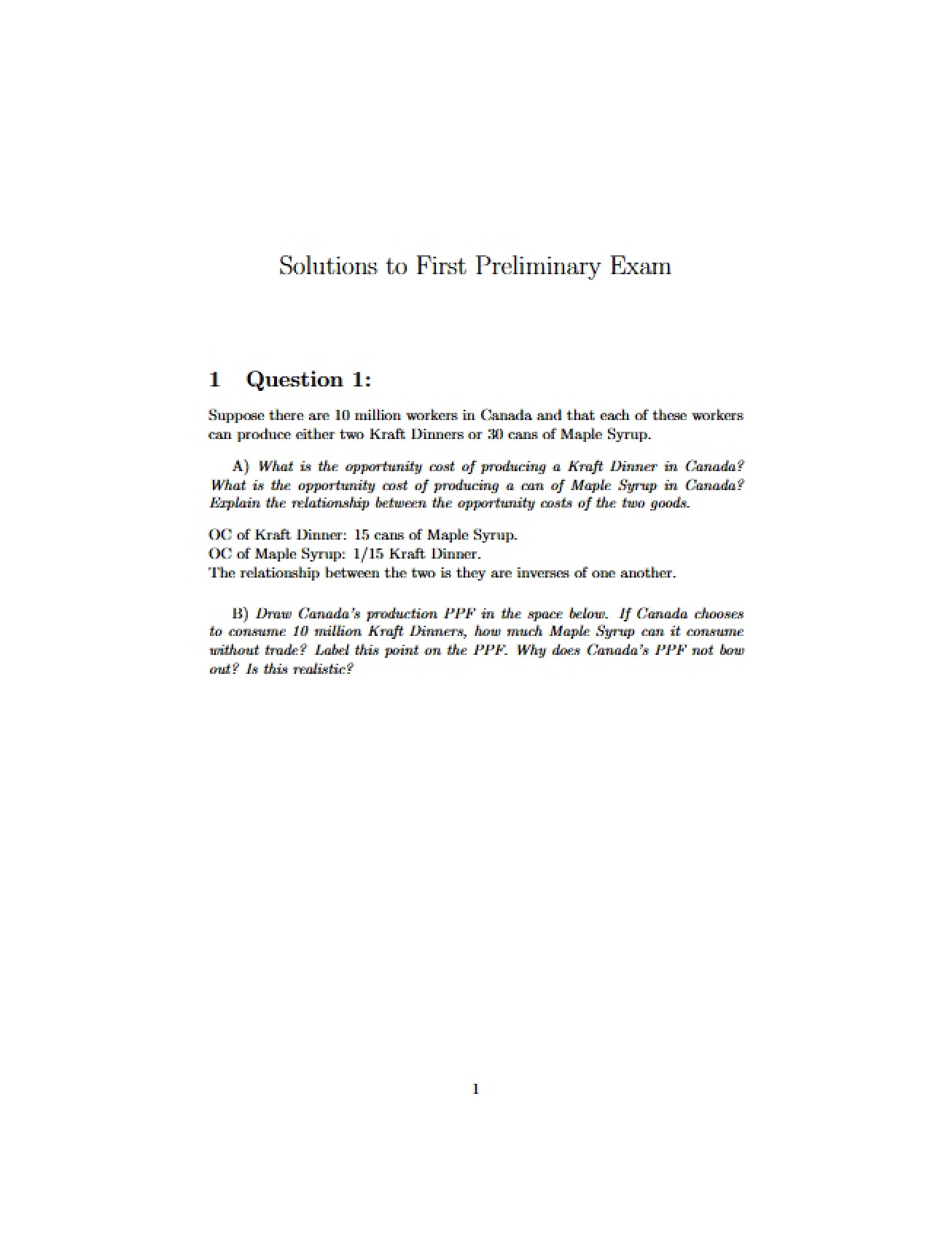 Exam One Solutions