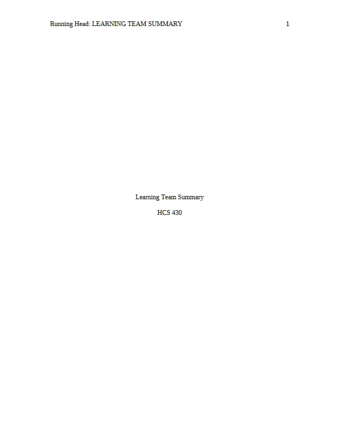 Synopsis of Group Work