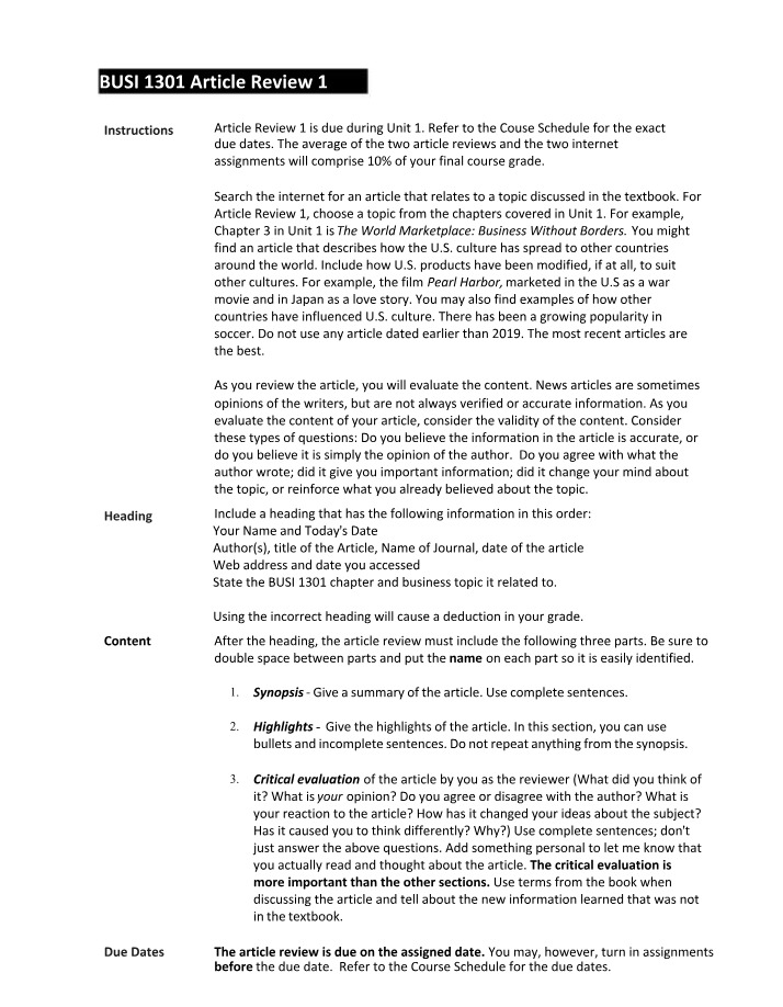 BUSI 1301 - Article Review 1 (Spring 2022)