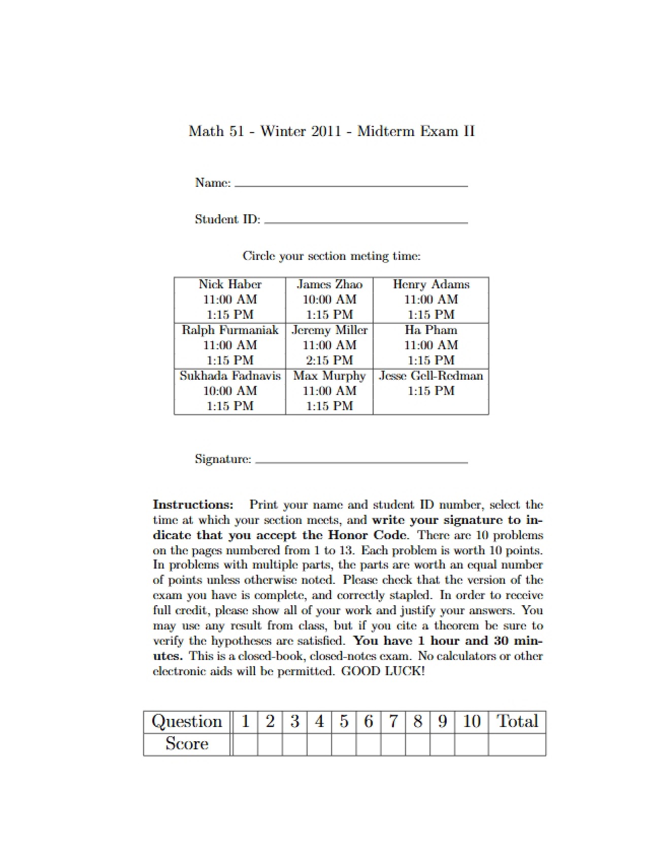 Guide for the Linear Algebra Exam