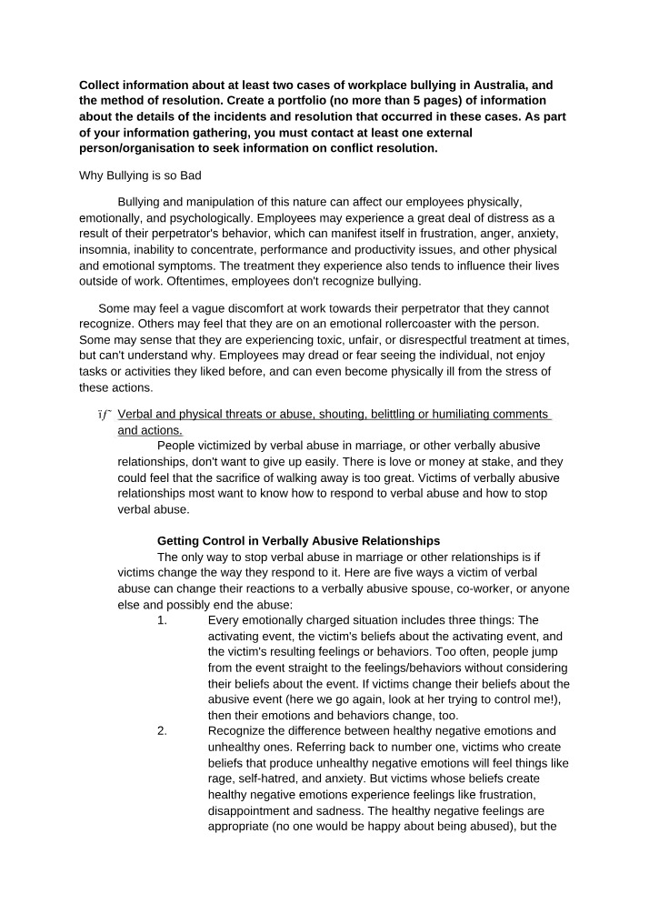 Workplace Bullying in Australia - Impact, Cases, and Resolution