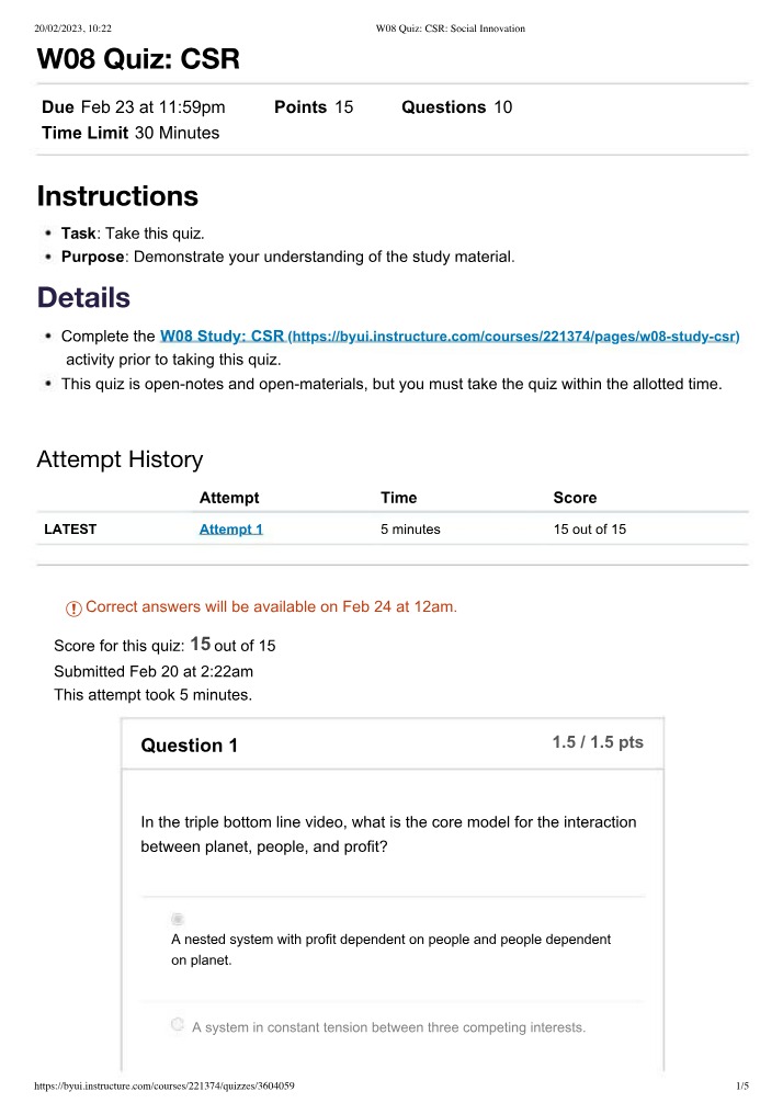 CSR Quiz for Week 08