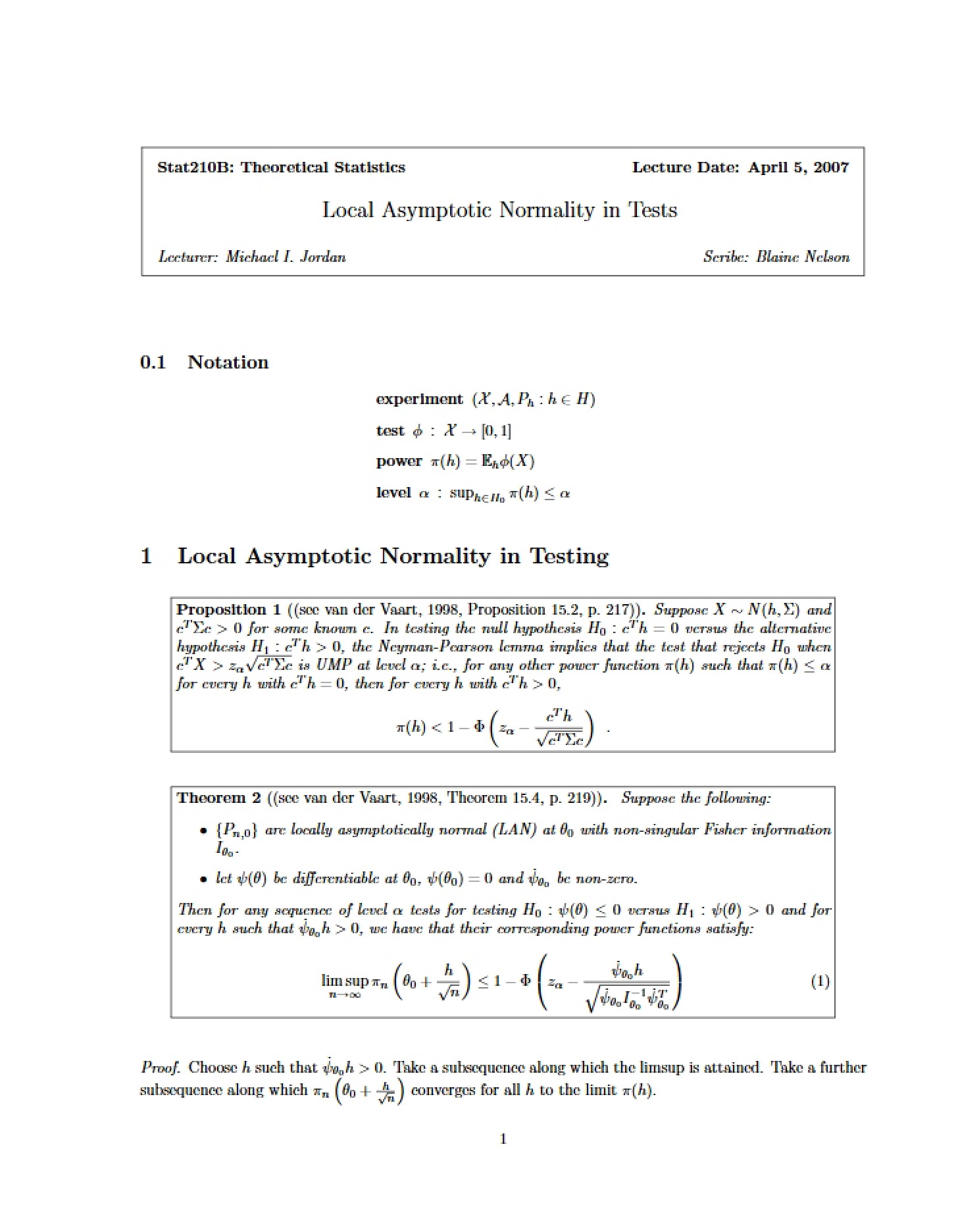 Tests and Local Asymptotic Normality