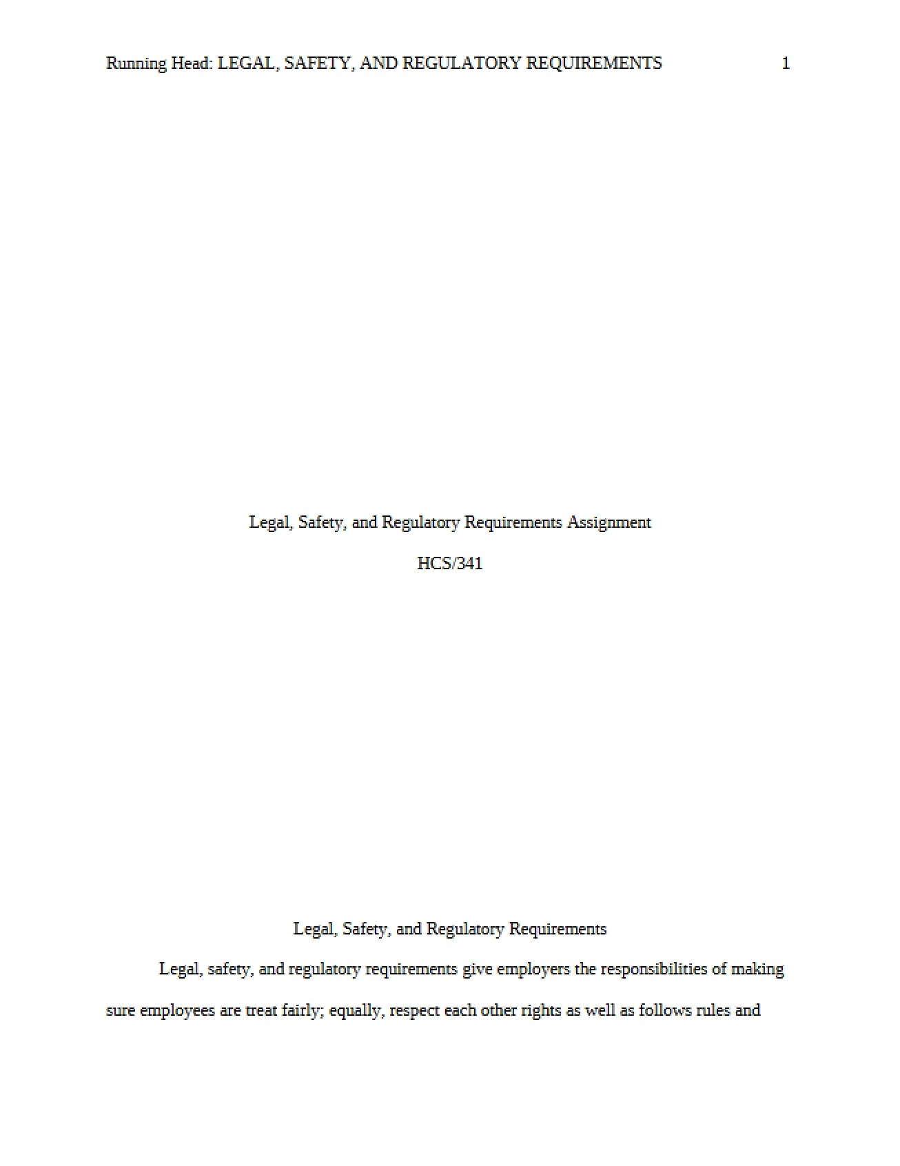 Task Regulations, Safety, and Legal Mandates