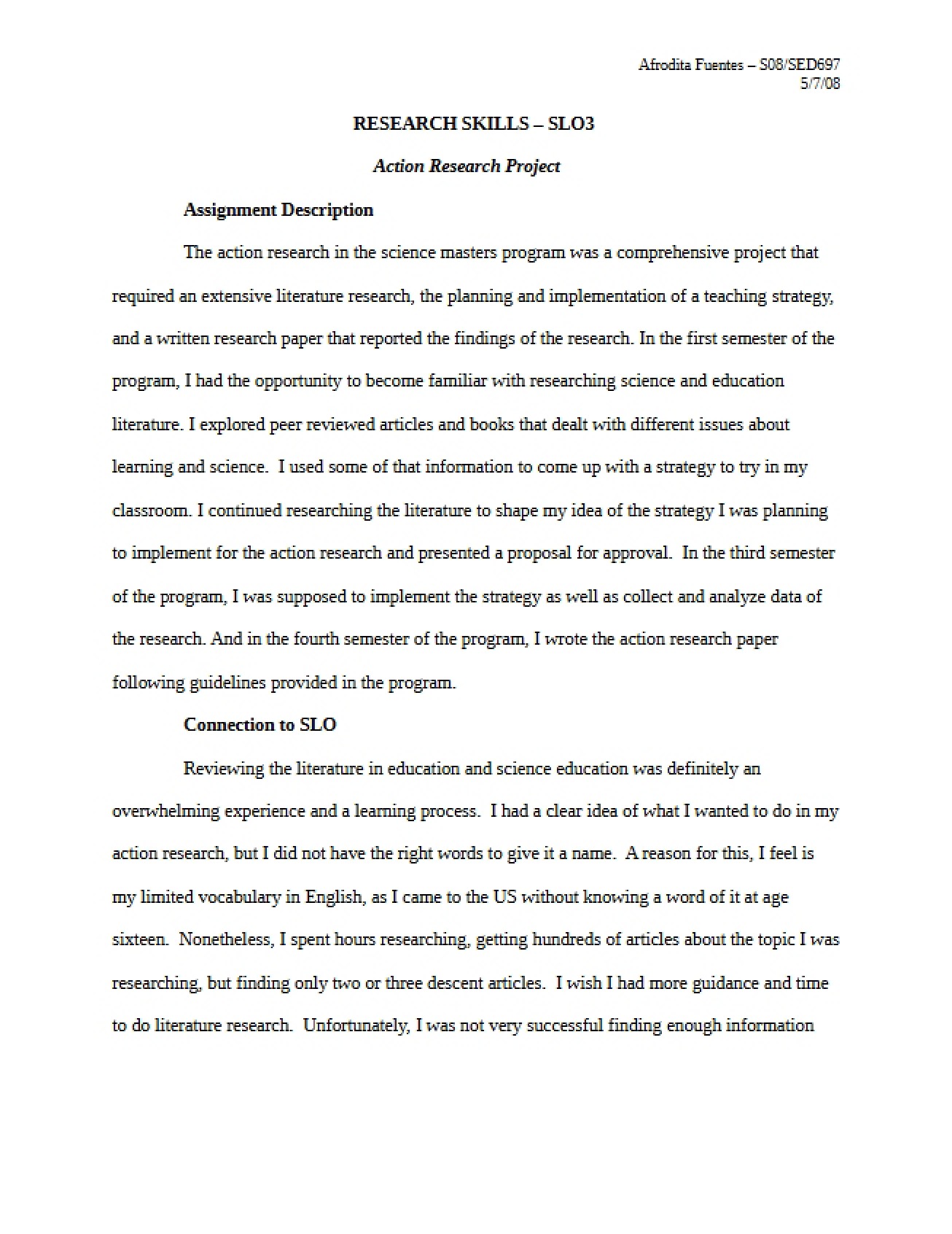Project on Action Research