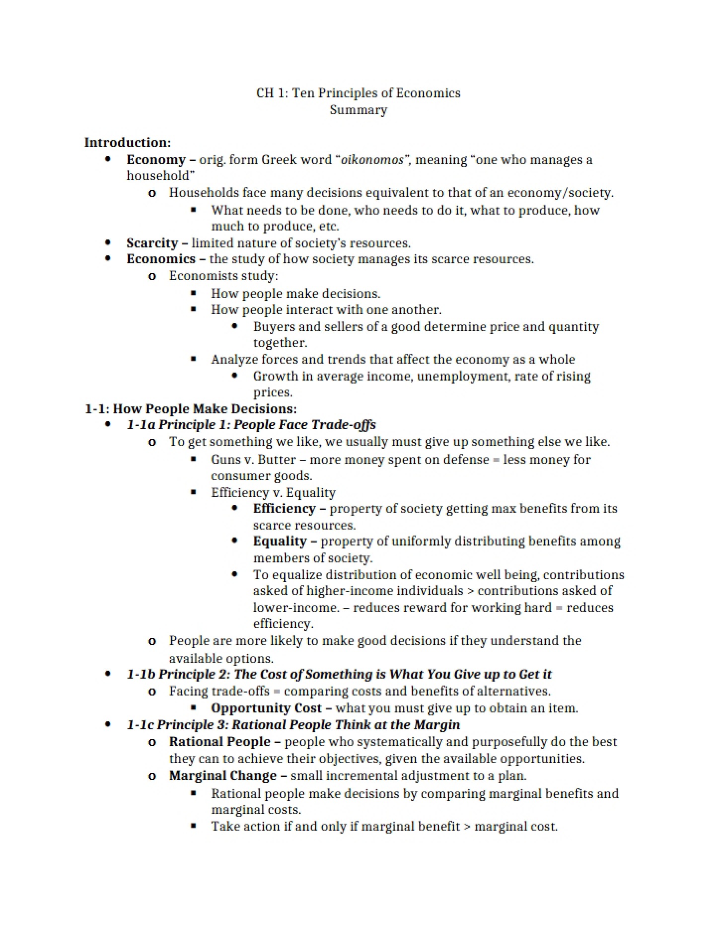 Ten Principles of Economics (Ch 1)
