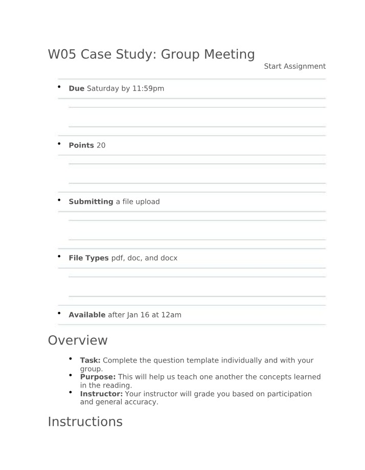 Week 05 Case Study - Group Meeting