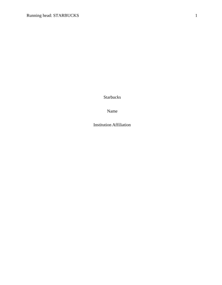 Analysis of Starbucks