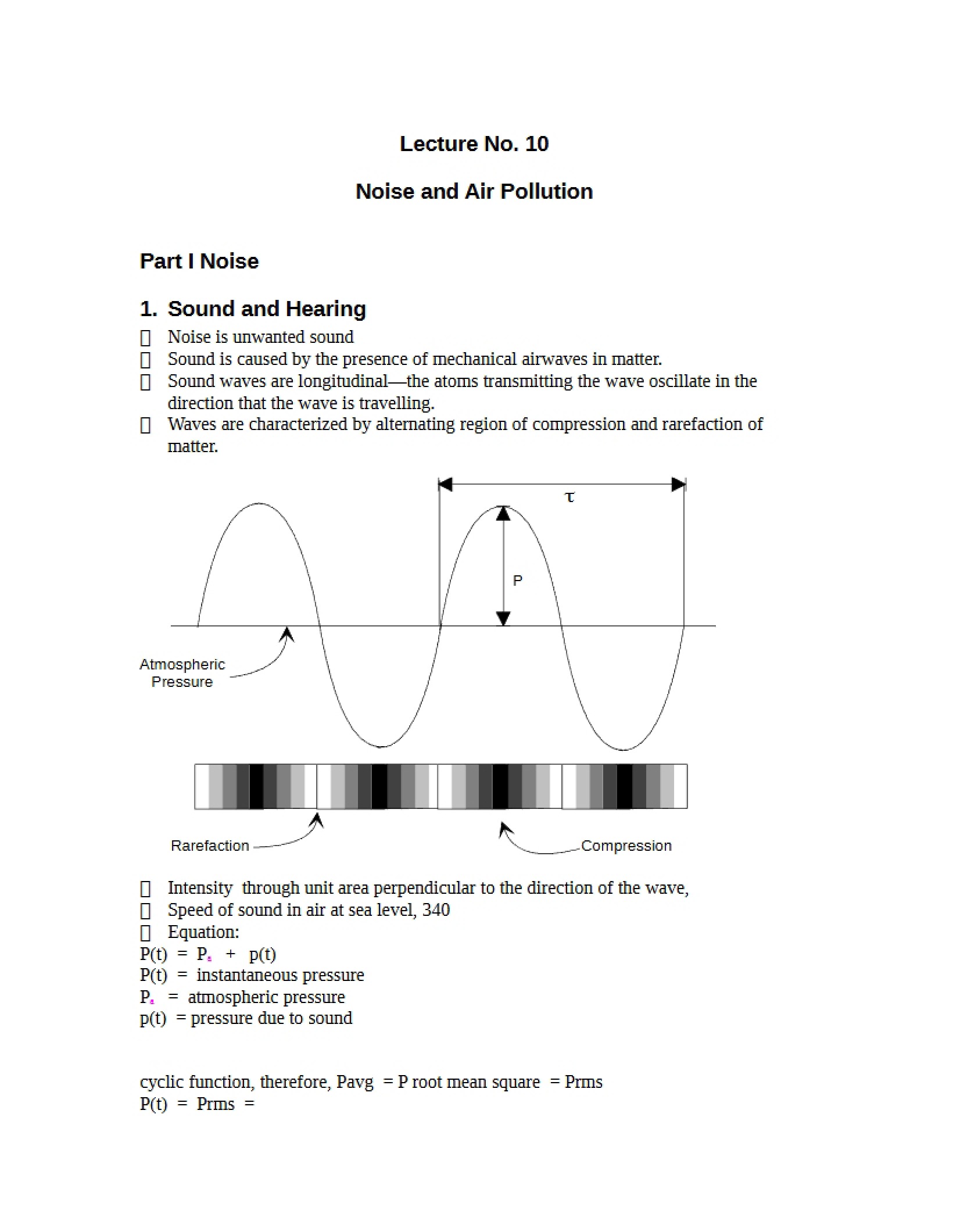 Air Pollution and Noise (Lecture 10)
