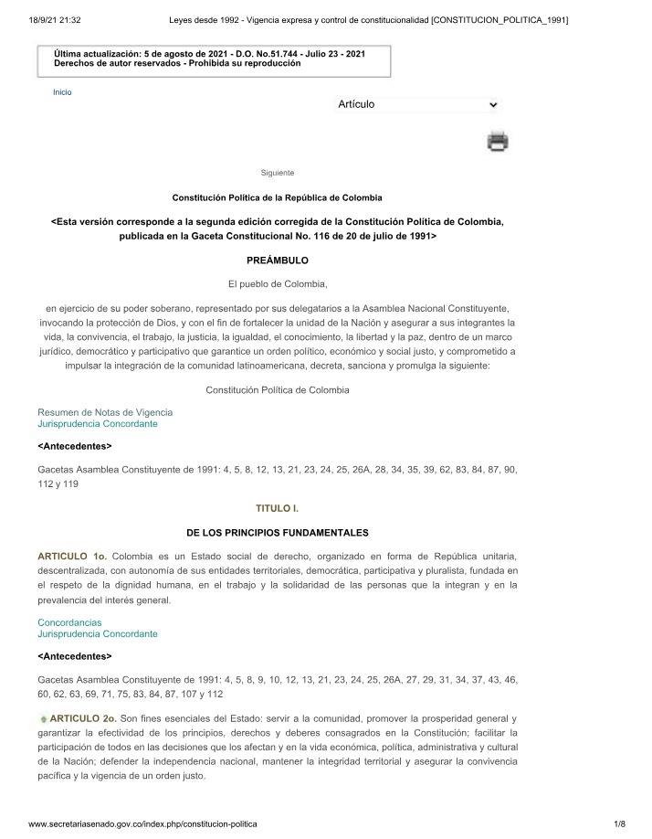 Colombia - Constitución Política