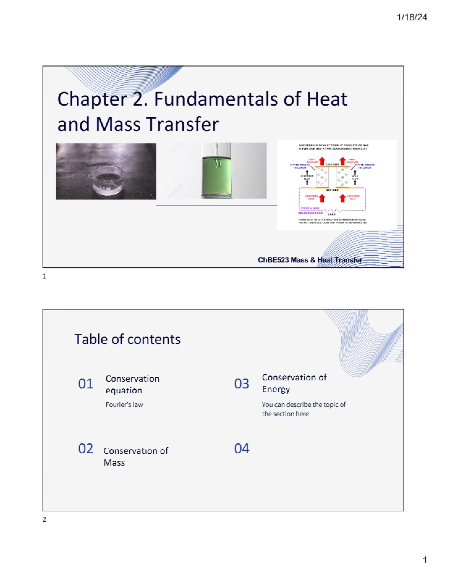 Heat and Mass Transfer Fundamentals (Ch 2)