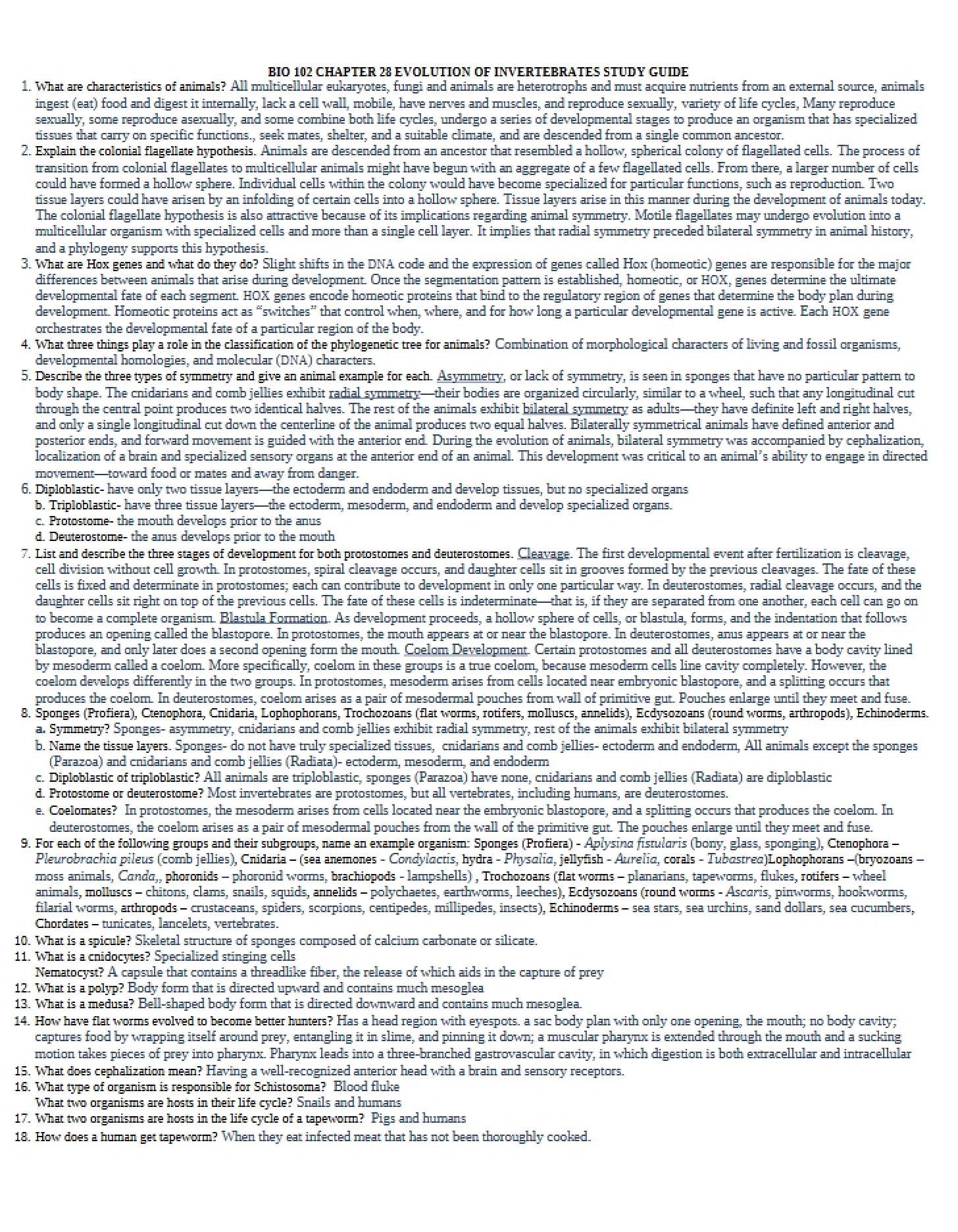 Invertebrate Evolution Chapter 28