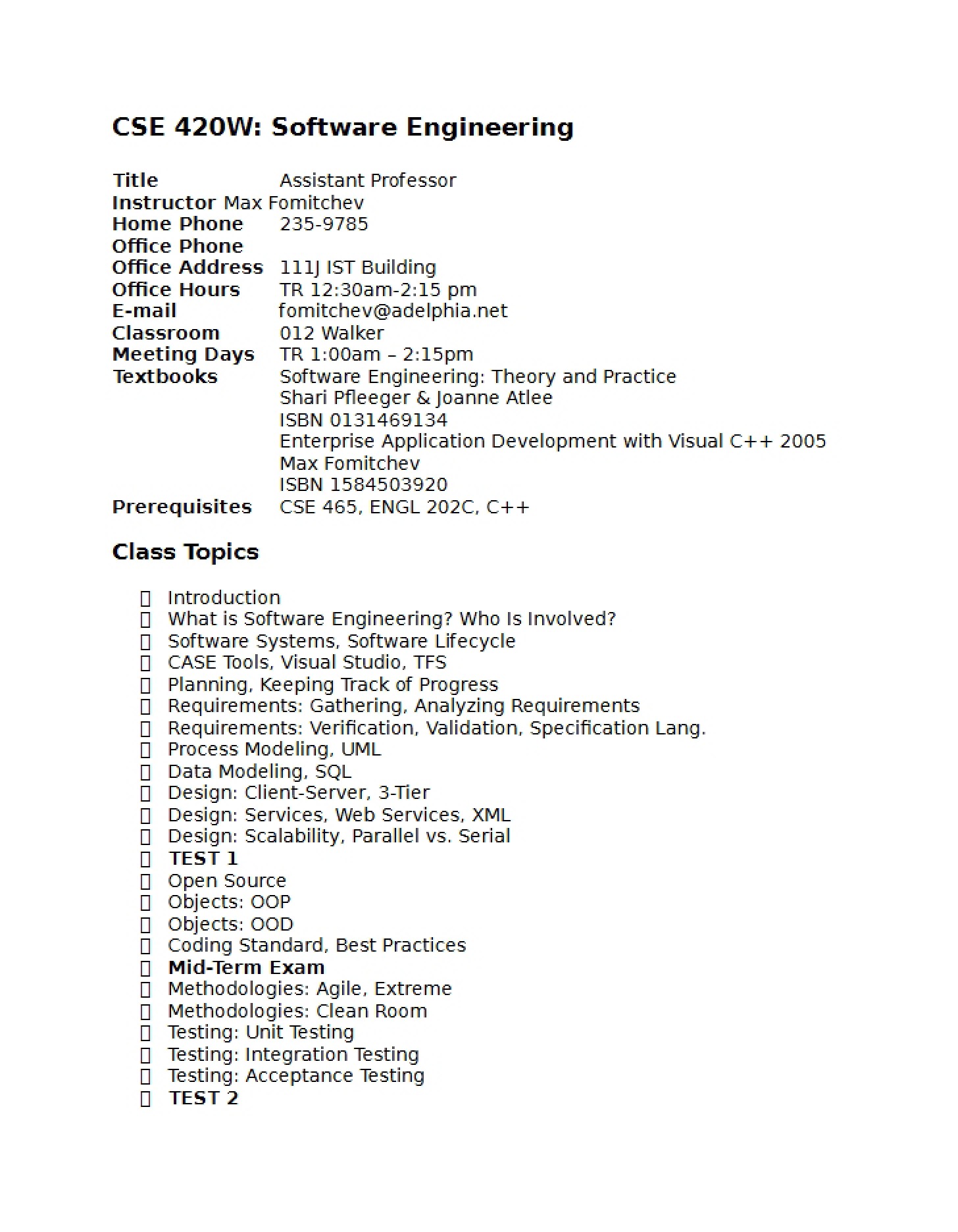Engineering of Software Systems