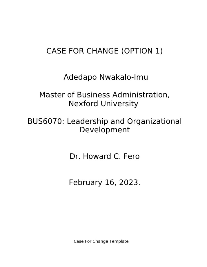 Case for Change (BUS 6070)