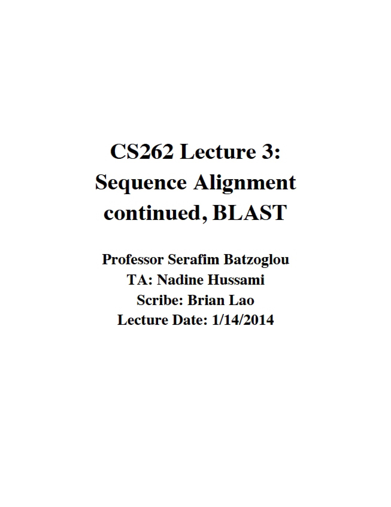 Computational Genomics Lecture Notes (Set 5)