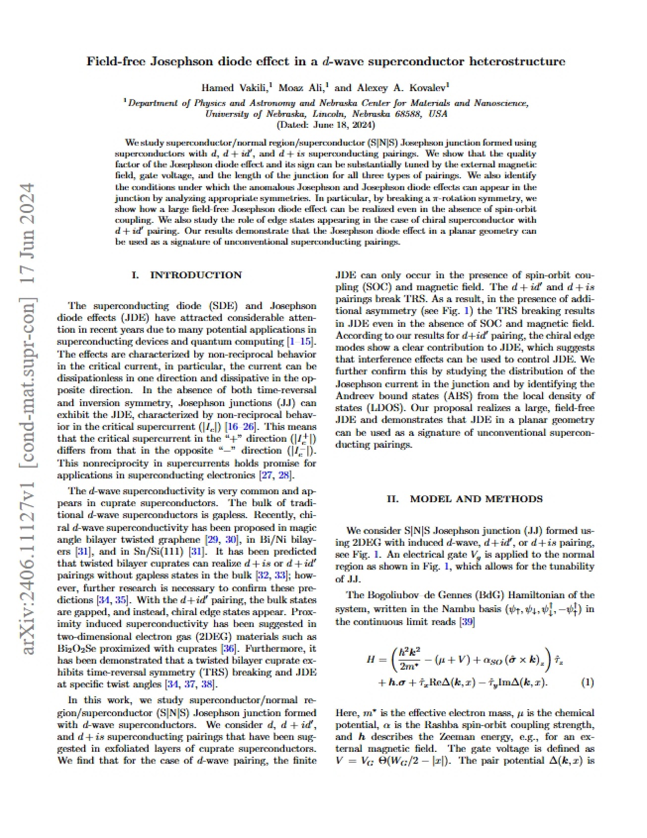 Josephson Diode Effect without Fields
