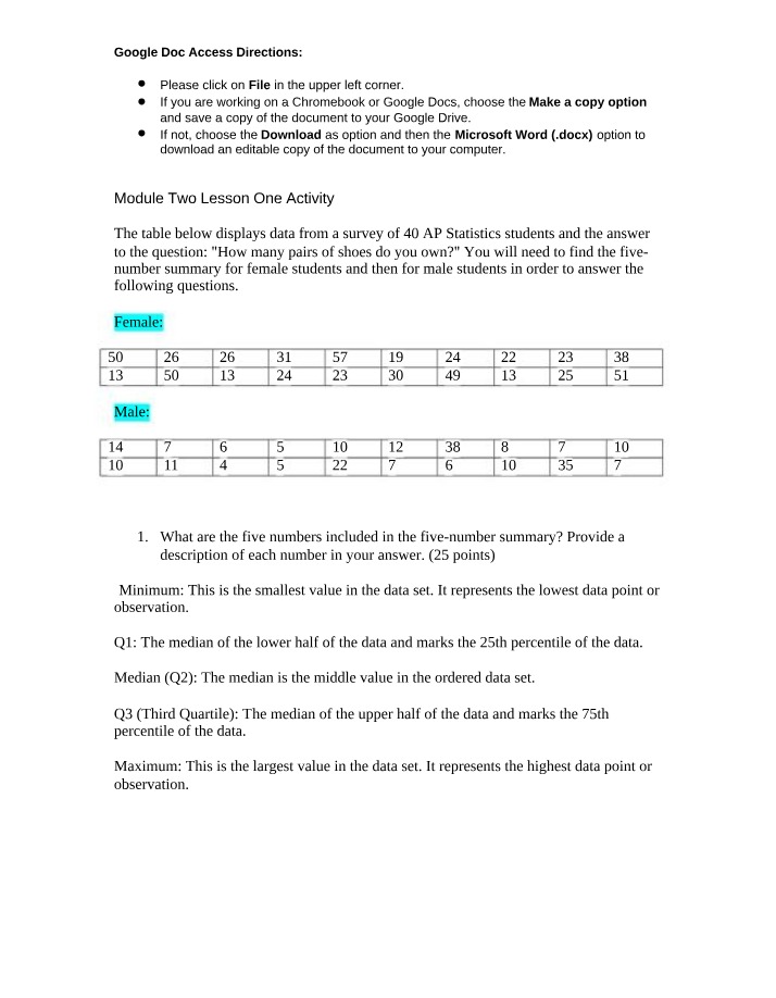 Module Two - Lesson One Assignment and Activity