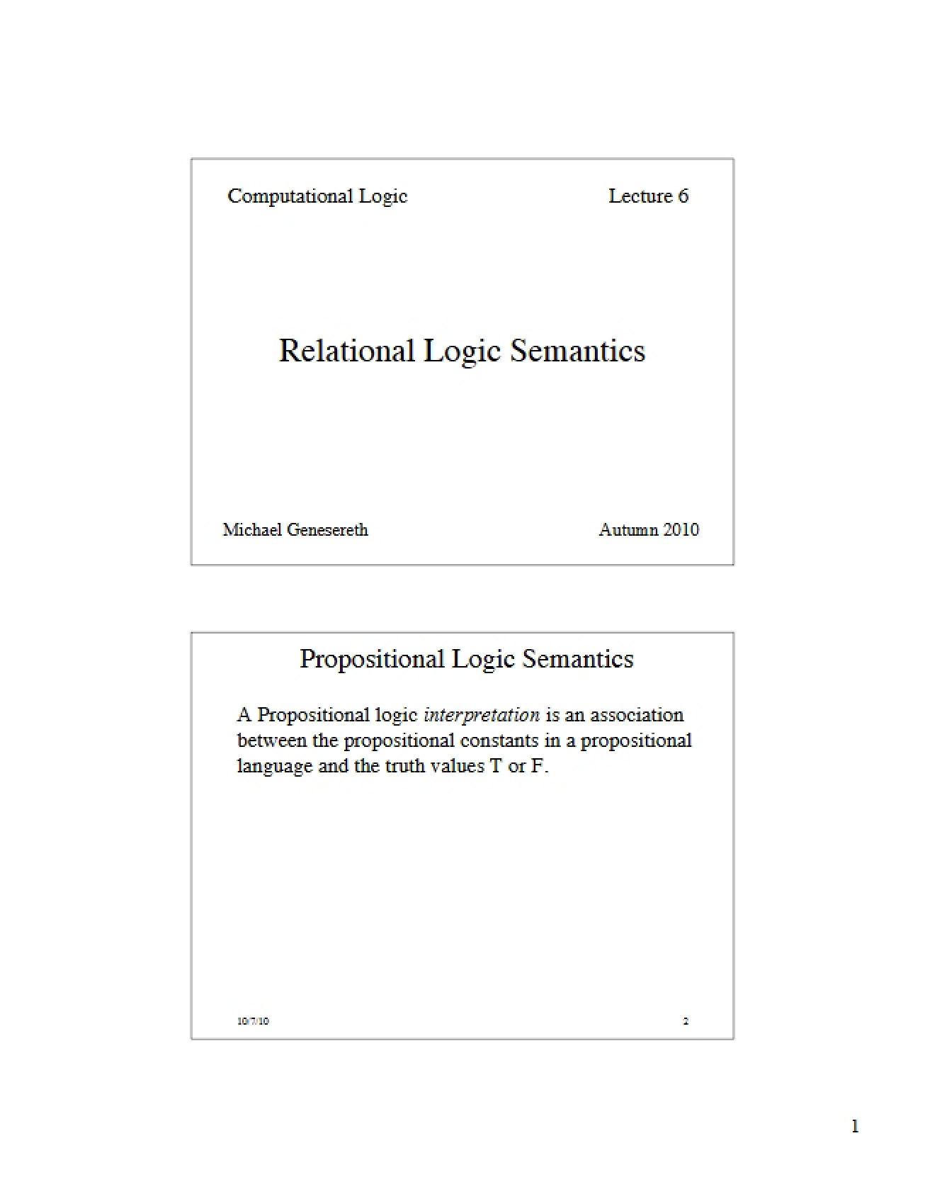Relational Logic Semantics (Set 2)