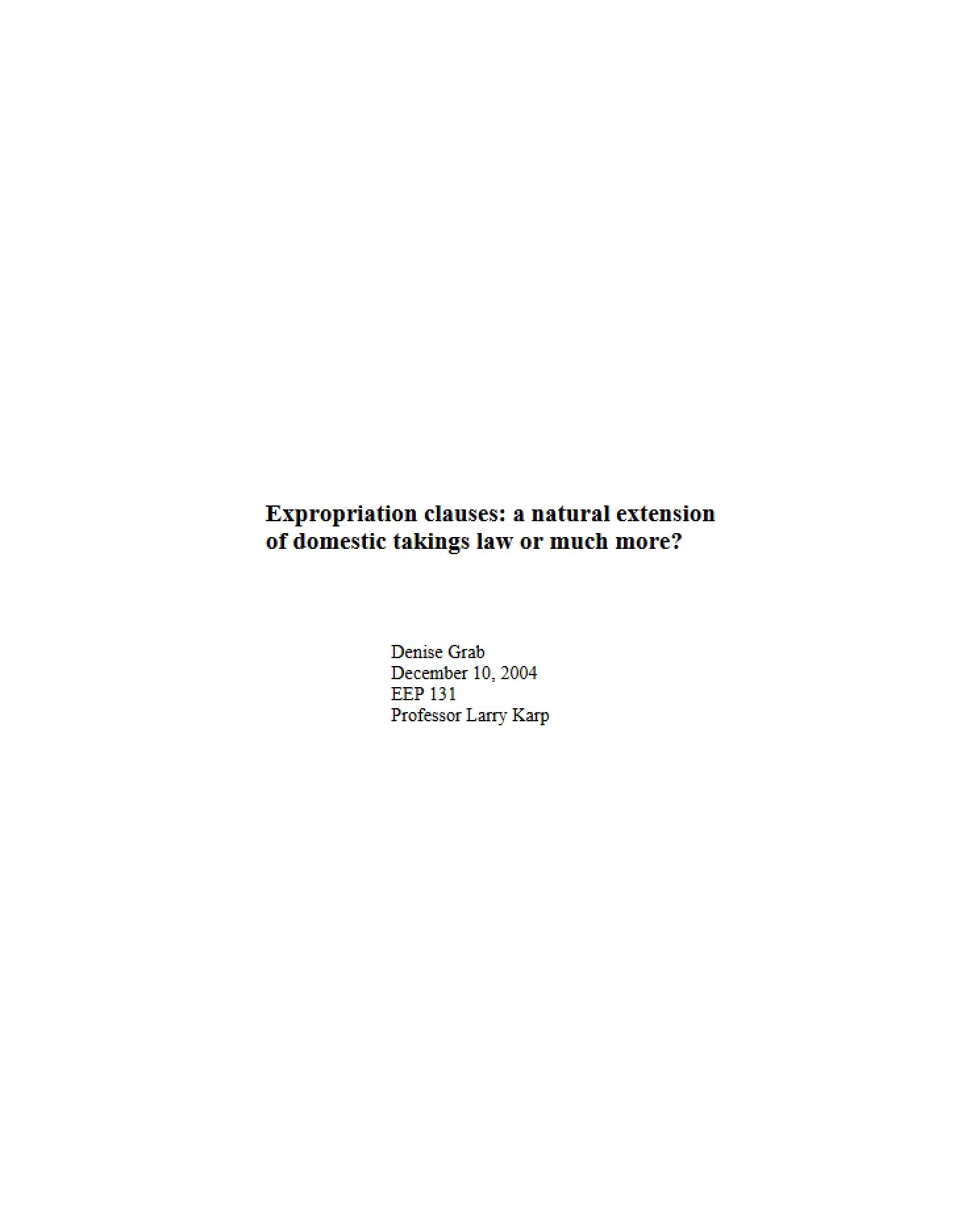 Clauses on Expropriation