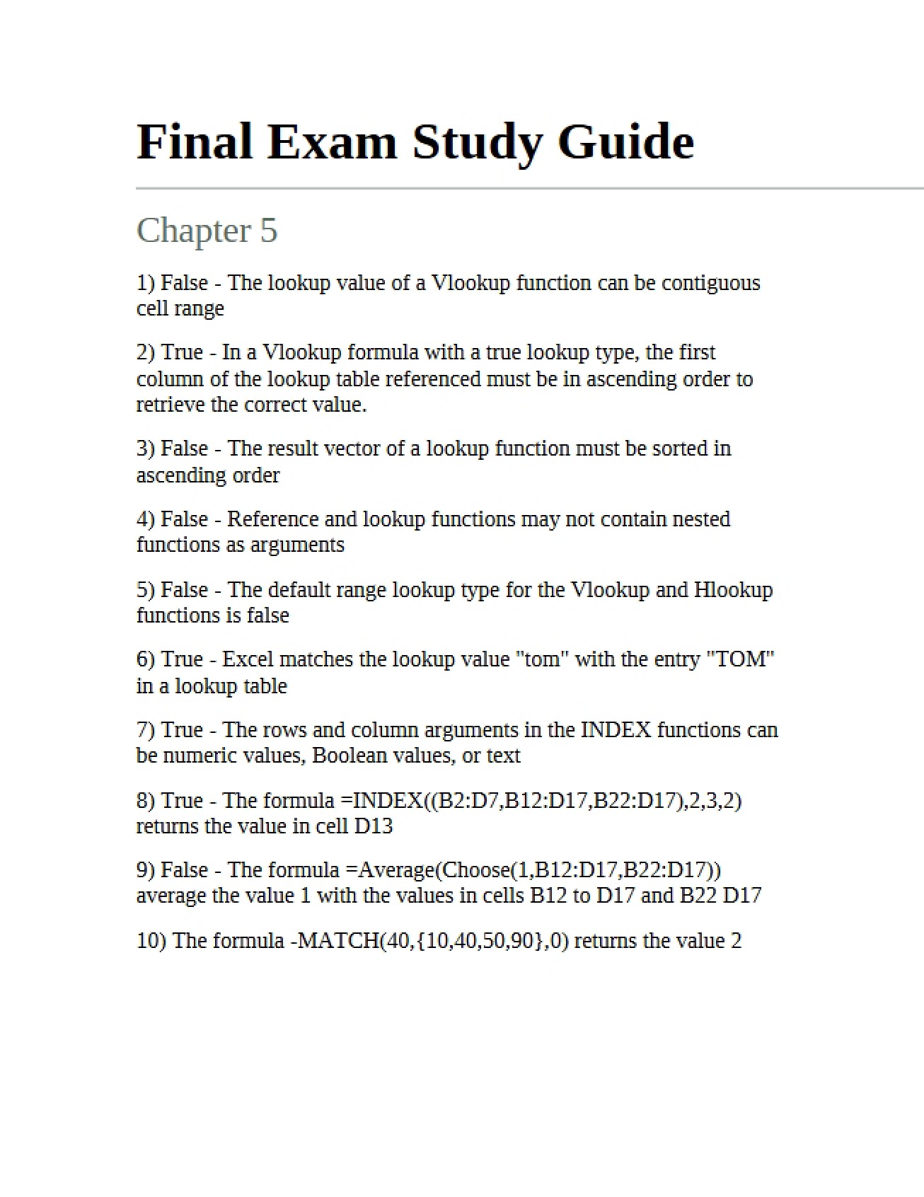 Study Guide for Final Examination