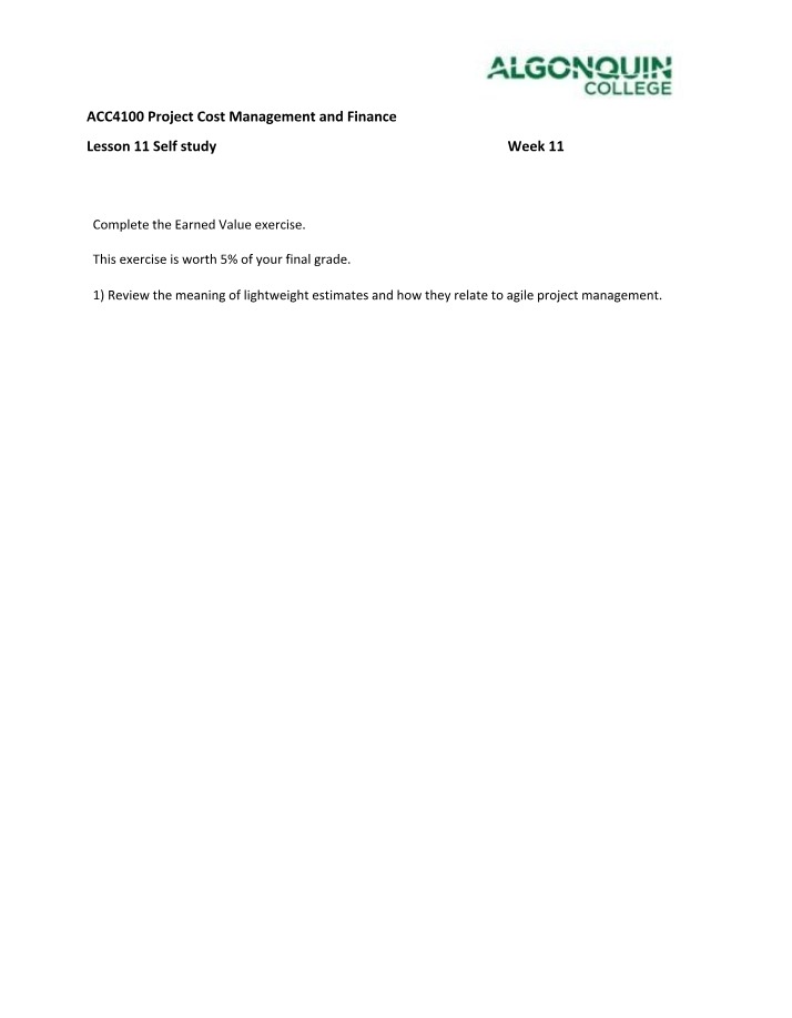 Self Study - Lesson 11