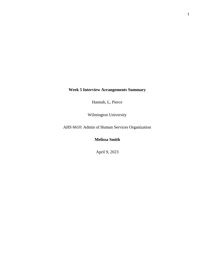 Summary of Week 5 Interview Arrangements