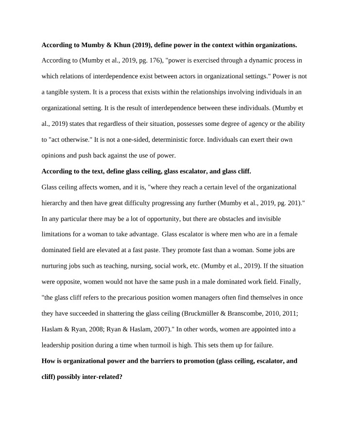 Impact of Power in Organizational Settings