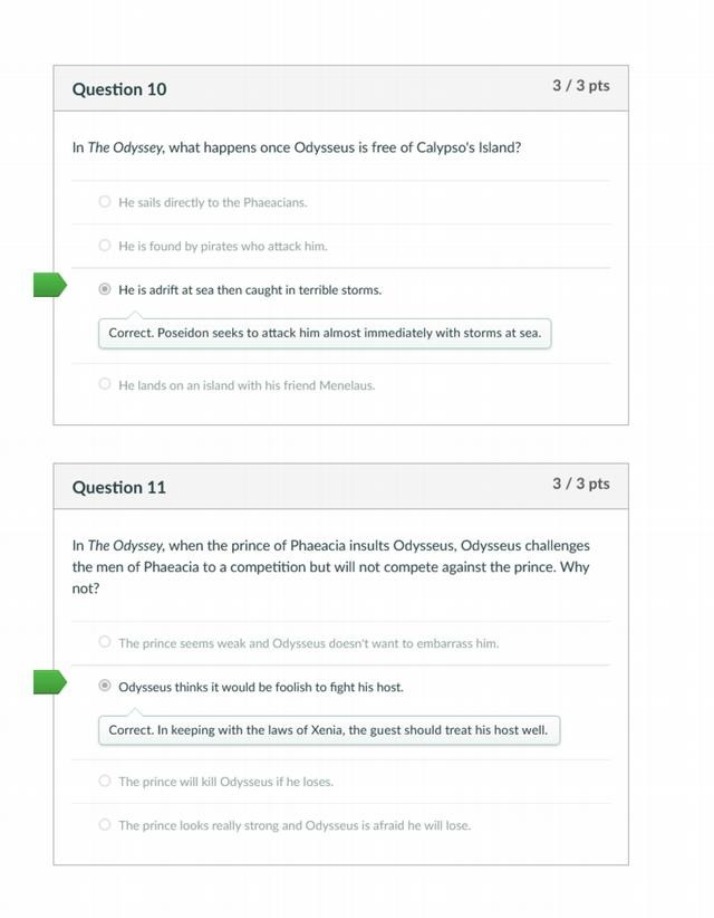 Quiz Questions and Answers for The Odyssey