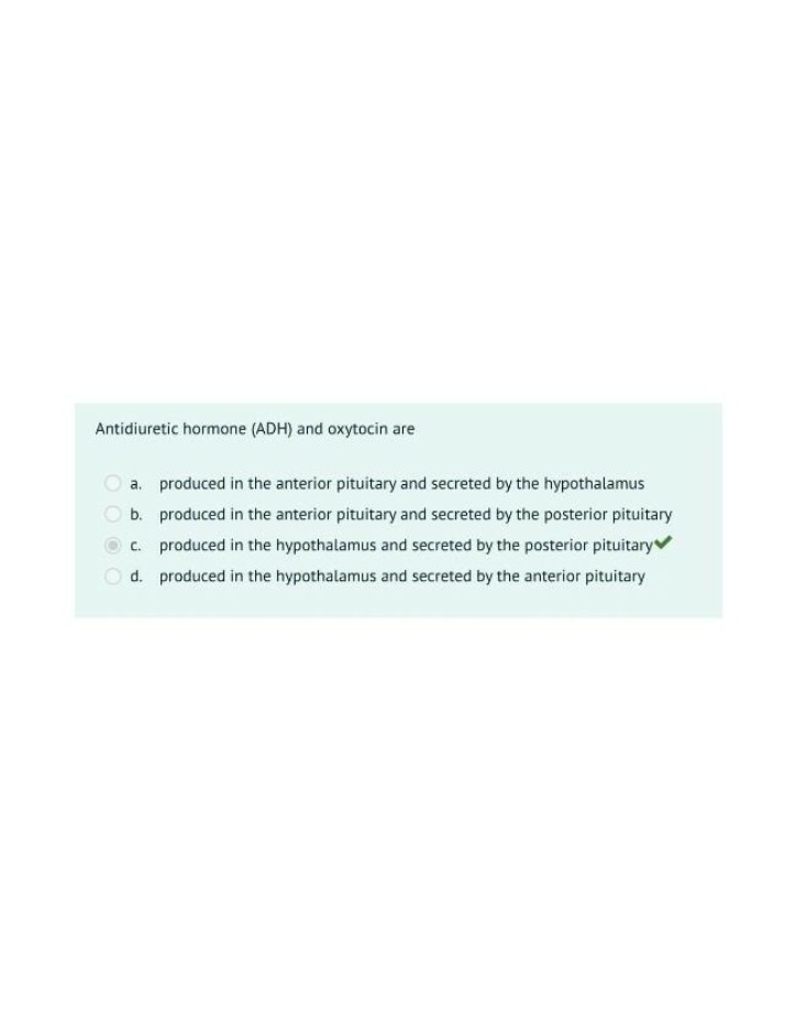 Antidiuretic Hormone (ADH) and Oxytocin Functions