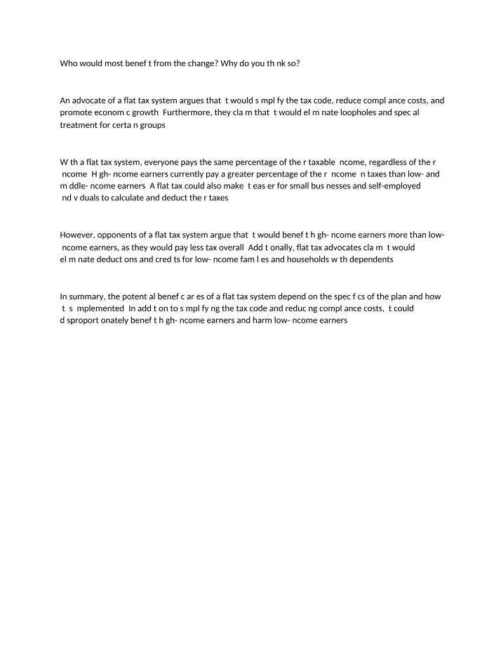 Flat Tax System Analysis (U5D2)