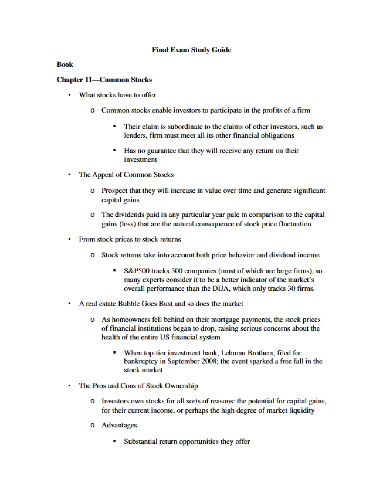 Comprehensive Final Exam Study Guide