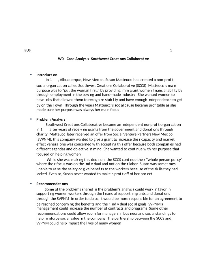 Southwest Creations Collaborative - Social Impact Analysis