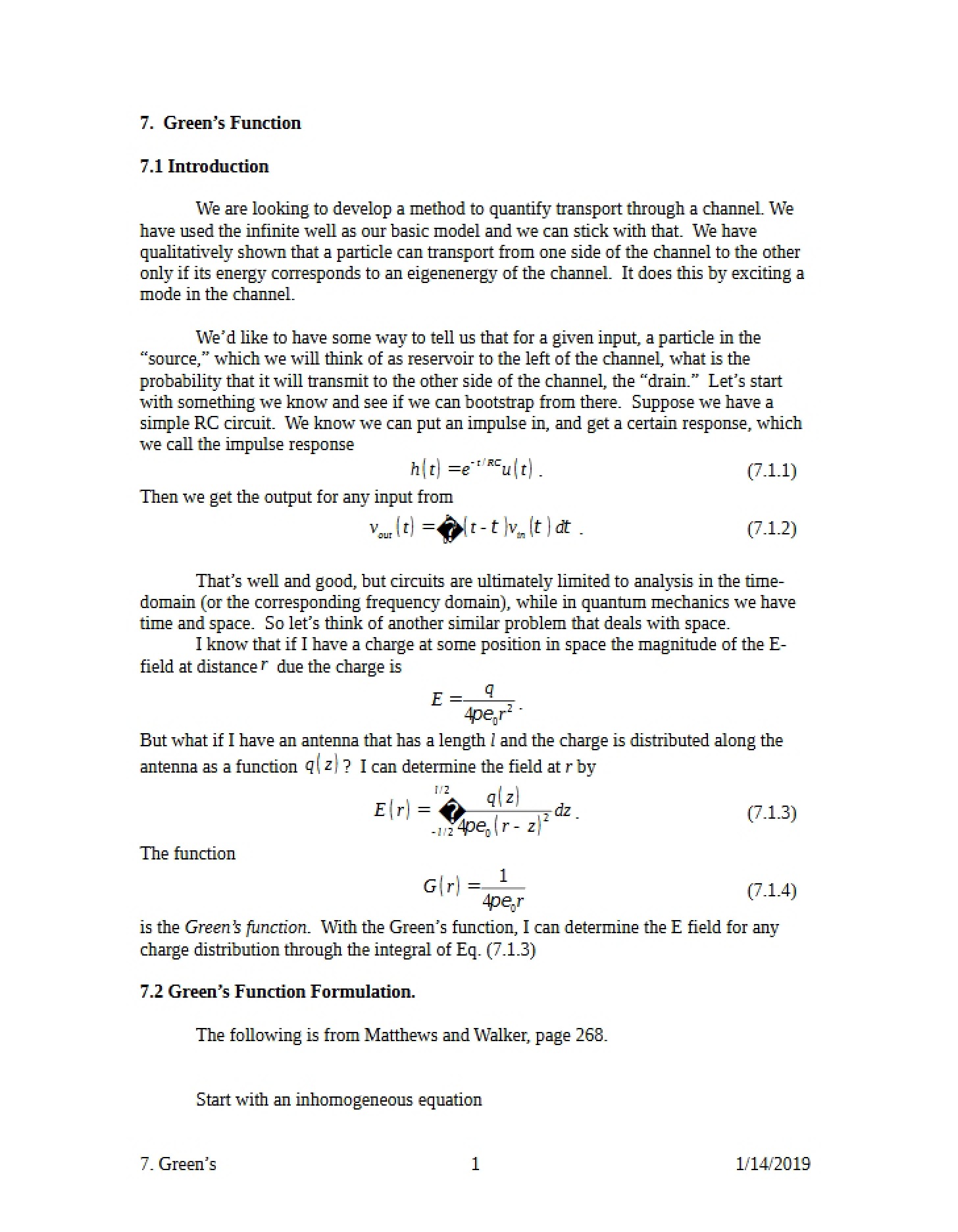 Functions of Green