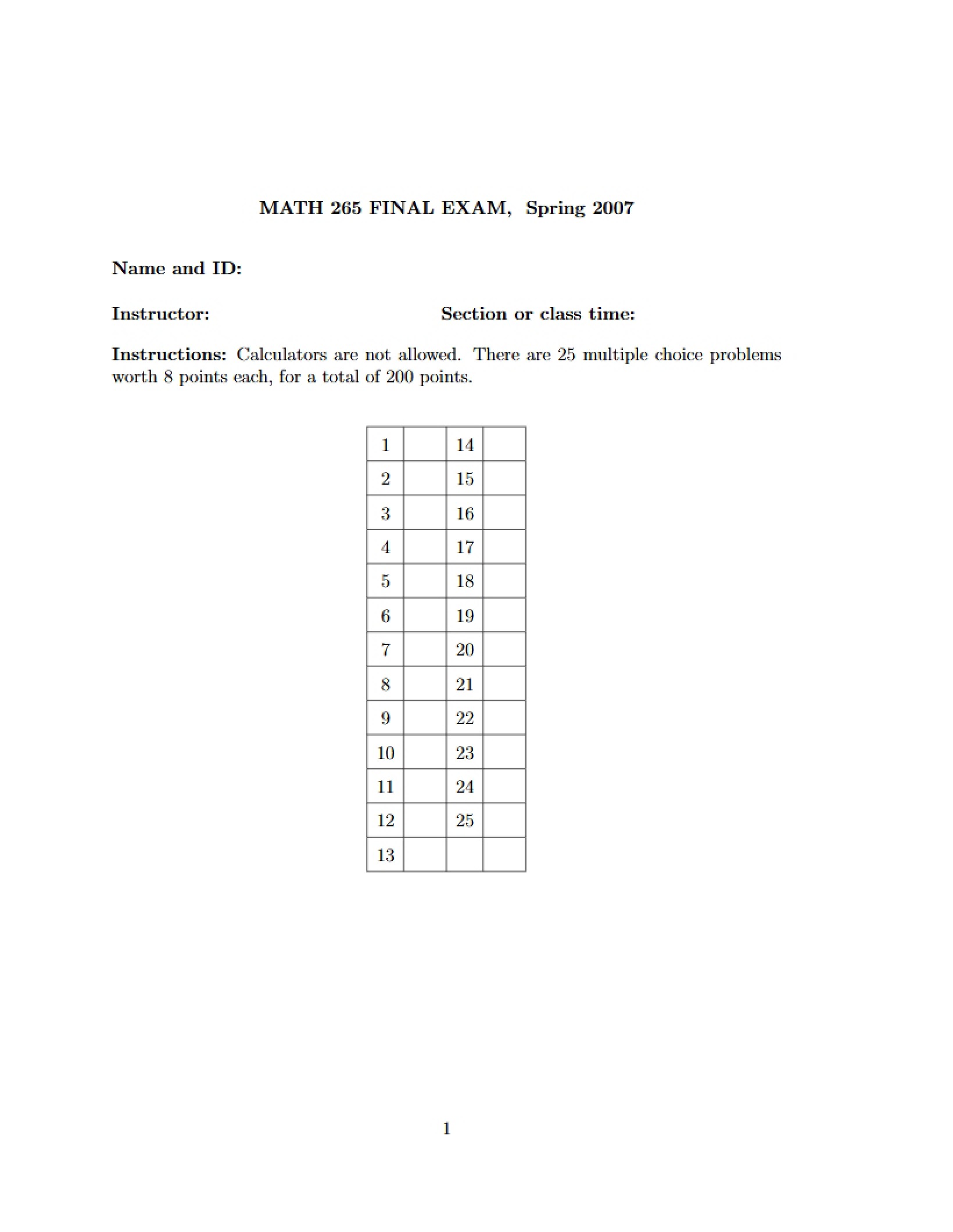 Final Course Examination