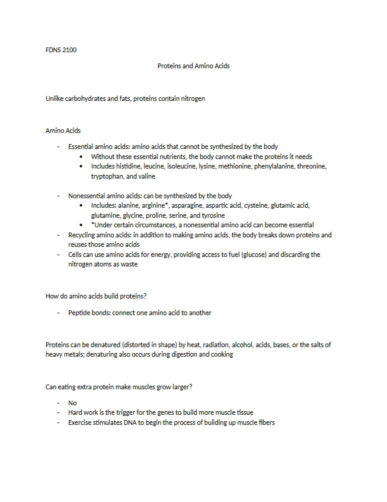 Amino Acids and Proteins